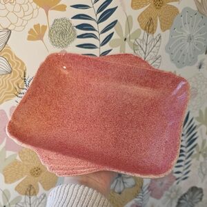 Vintage Speckled Pink Ceramic Serving Plate